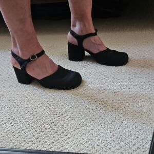Y3K Elegant Black Satin Women's Heels